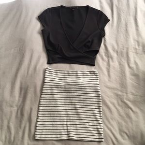 Forever 21 mini skirt + cute black crop top set
